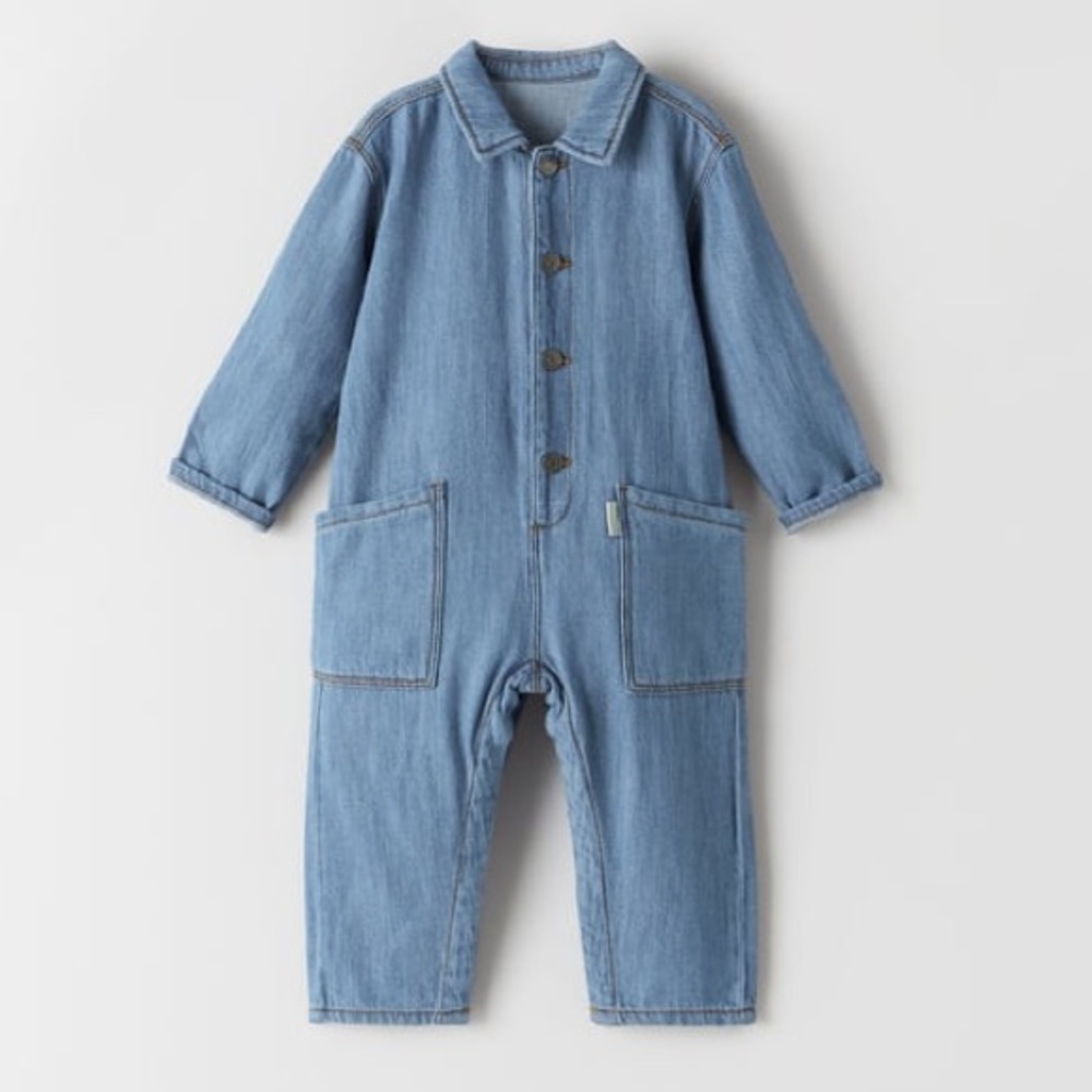 Zara Denim Jean Utility Jumpsuit